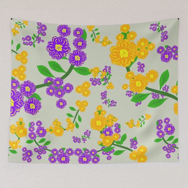 Item preview, Elegant Purple and Yellow Wildflower Seamless Botanical Pattern on Neutral Background designed and sold by Ei-Ei.
