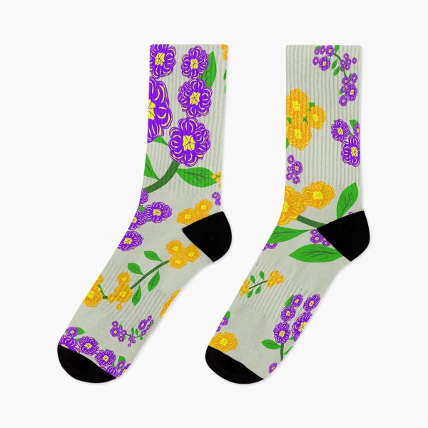 Item preview, Elegant Purple and Yellow Wildflower Seamless Botanical Pattern on Neutral Background designed and sold by Ei-Ei.