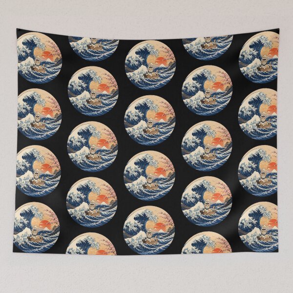 Item preview, Funny American Curl Cat Captain Japanese Kanagawa Wave Japan Boat Mom Dad Kids designed and sold by FurryHavenPH.