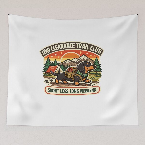 Item preview, Low Clearance Trail Club Dachshund Camping Hiking Shirt designed and sold by Concrete Coffee Studio.