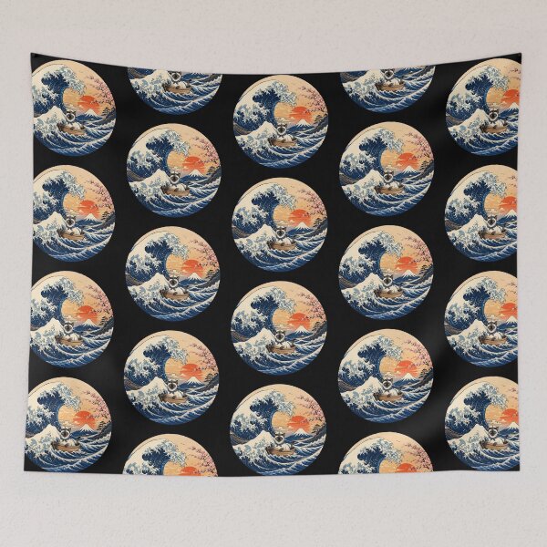 Item preview, Funny Colorpoint Shorthair Cat Captain Japanese Kanagawa Wave Japan Boat Mom Dad Kids designed and sold by FurryHavenPH.