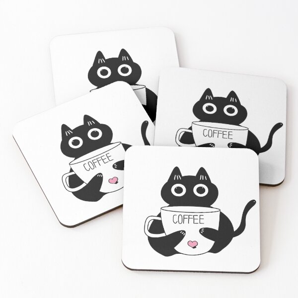 Item preview, Cute black cat - powered by coffee  designed and sold by Min659.