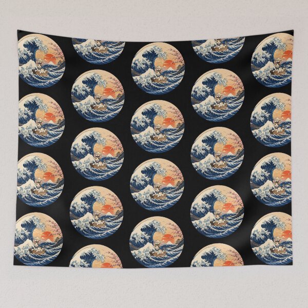 Item preview, Funny Cornish Rex Cat Captain Japanese Kanagawa Wave Japan Boat Mom Dad Kids designed and sold by FurryHavenPH.