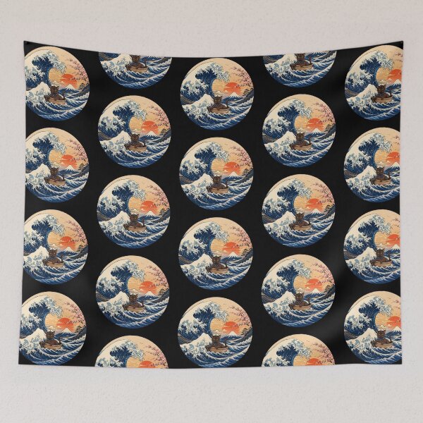 Item preview, Funny Havana Brown Cat Captain Japanese Kanagawa Wave Japan Boat Mom Dad Kids designed and sold by FurryHavenPH.