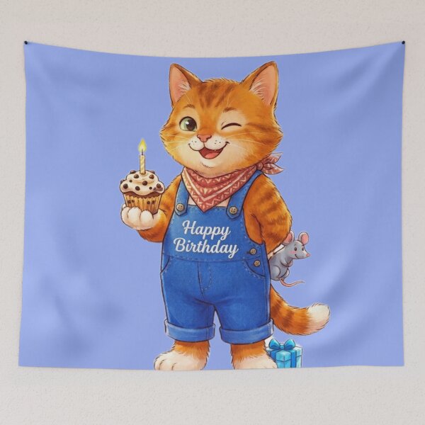 Item preview, Happy Birthday Cat – Cute Ginger Kitten Celebration Art designed and sold by Fatomfatom.