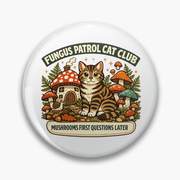 Item preview, Fungus Patrol Cat Club Mushroom Cottagecore Cat Shirt designed and sold by Concrete Coffee Studio.