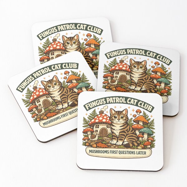 Item preview, Fungus Patrol Cat Club Mushroom Cottagecore Cat Shirt designed and sold by Concrete Coffee Studio.