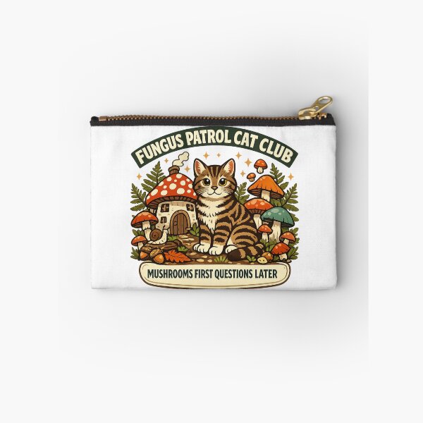 Item preview, Fungus Patrol Cat Club Mushroom Cottagecore Cat Shirt designed and sold by Concrete Coffee Studio.