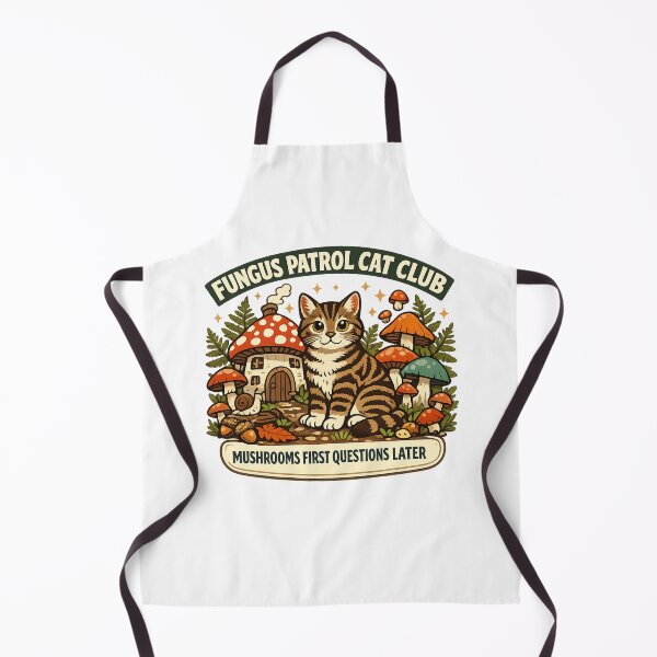Item preview, Fungus Patrol Cat Club Mushroom Cottagecore Cat Shirt designed and sold by Concrete Coffee Studio.