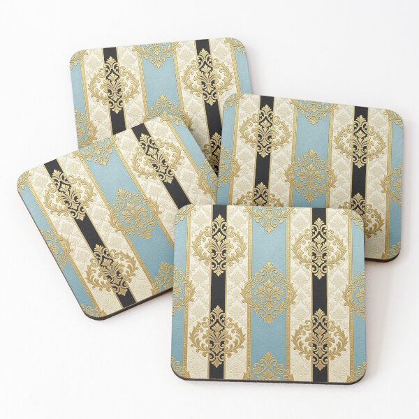 Item preview, Sky Blue, Oat & Black Striped Damask designed and sold by DesignsByPrnces.