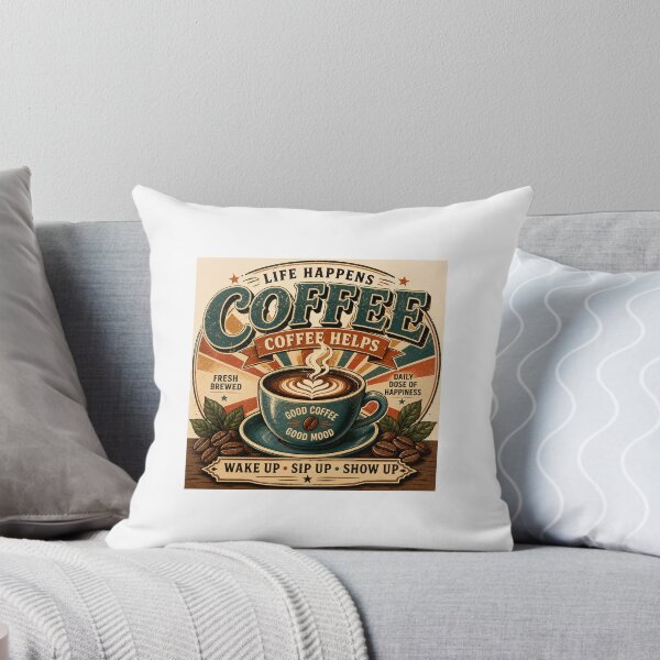 Artikelvorschau, Life Happens Coffee Helps | Retro Vintage Coffee Lover Design entworfen und verkauft von OakEmber.