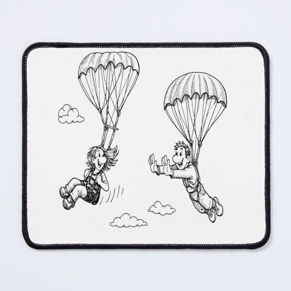 Item preview, Black and White Cartoon Parachutists in the Sky designed and sold by GraffiCity.