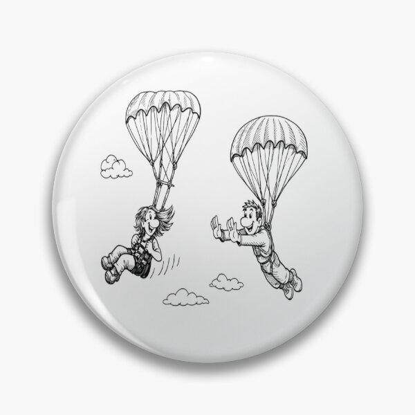 Item preview, Black and White Cartoon Parachutists in the Sky designed and sold by GraffiCity.