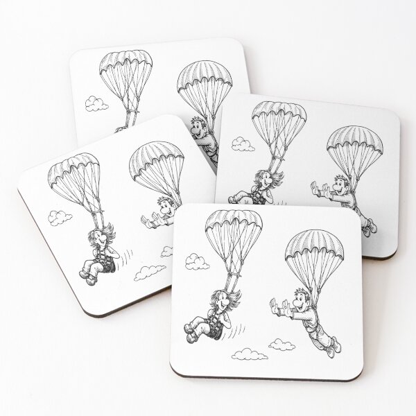 Item preview, Black and White Cartoon Parachutists in the Sky designed and sold by ROVVI.