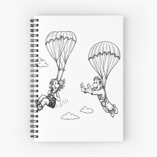 Item preview, Black and White Cartoon Parachutists in the Sky designed and sold by GraffiCity.