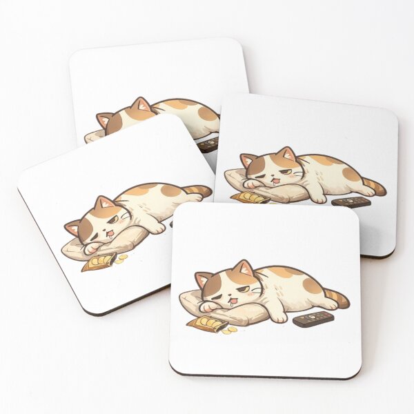 Item preview, Lazy Calico Cat Eating Chips and Watching TV designed and sold by Northern Glow Art.