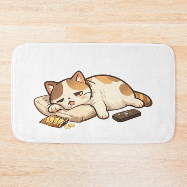 Item preview, Lazy Calico Cat Eating Chips and Watching TV designed and sold by Northern Glow Art.