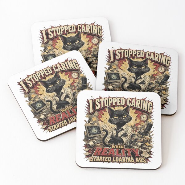 Item preview, I Stopped Caring When Reality Started Loading Ads – Funny Black Cat Vintage Comic T-Shirt designed and sold by Cavalier-org.