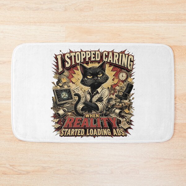 Item preview, I Stopped Caring When Reality Started Loading Ads – Funny Black Cat Vintage Comic T-Shirt designed and sold by Cavalier-org.