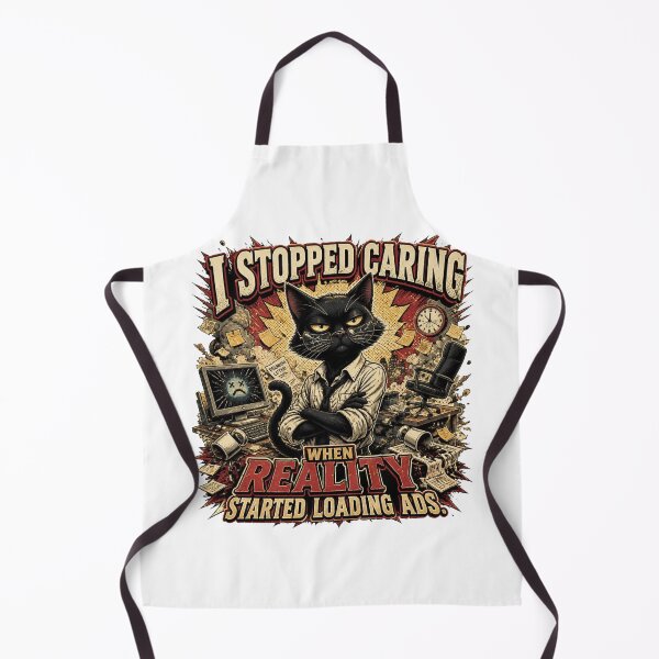 Item preview, I Stopped Caring When Reality Started Loading Ads – Funny Black Cat Vintage Comic T-Shirt designed and sold by Cavalier-org.