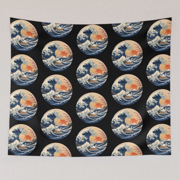 Item preview, Funny Khao Manee Cat Captain Japanese Kanagawa Wave Japan Boat Mom Dad Kids designed and sold by FurryHavenPH.