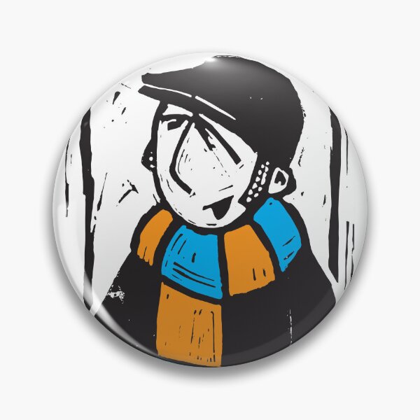 Item preview, Classic Football Fan Illustration | Retro Terrace Supporter | Orange & Blue Scarf - Lino designed and sold by GWARTGB.