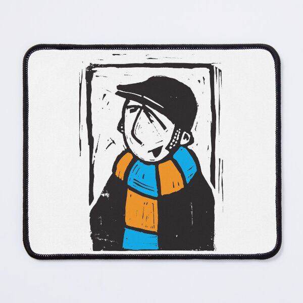 Item preview, Classic Football Fan Illustration | Retro Terrace Supporter | Orange & Blue Scarf - Lino designed and sold by GWARTGB.