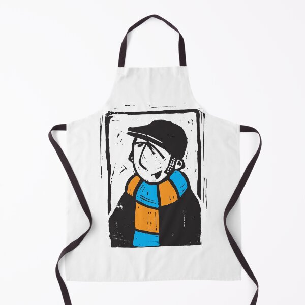 Item preview, Classic Football Fan Illustration | Retro Terrace Supporter | Orange & Blue Scarf - Lino designed and sold by GWARTGB.