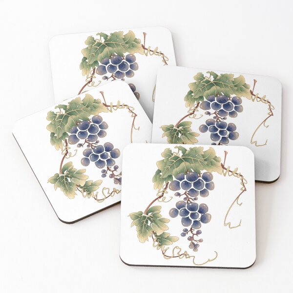 Item preview, Korean Traditional Grape Vine Watercolor Botanical Pattern designed and sold by Yiruda-Art.