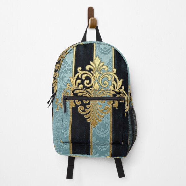 Item preview, Sky Blue, Midnight Blue Antiqued Striped & Gold Damask designed and sold by DesignsByPrnces.