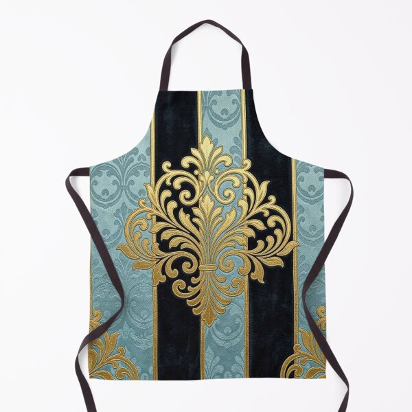 Item preview, Sky Blue, Midnight Blue Antiqued Striped & Gold Damask designed and sold by DesignsByPrnces.