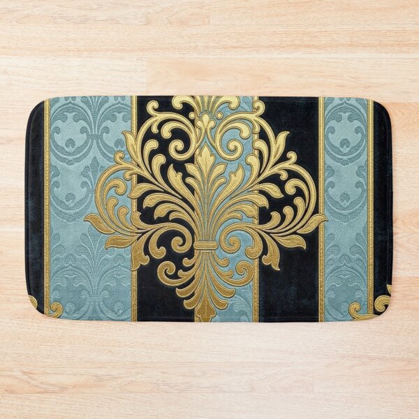 Item preview, Sky Blue, Midnight Blue Antiqued Striped & Gold Damask designed and sold by DesignsByPrnces.