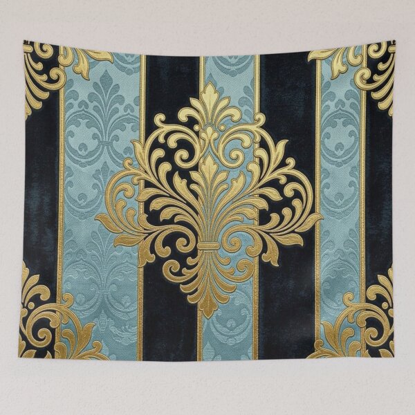 Item preview, Sky Blue, Midnight Blue Antiqued Striped & Gold Damask designed and sold by DesignsByPrnces.