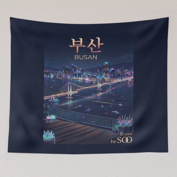 Item preview, Busan Nights: Gwangan Bridge & Yacht Harbor View designed and sold by SOOstudio73.