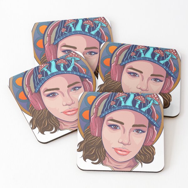 Item preview, Psychedelic Girl with Mushroom Hat | Psychedelic Currents Collection designed and sold by Aren Ra.