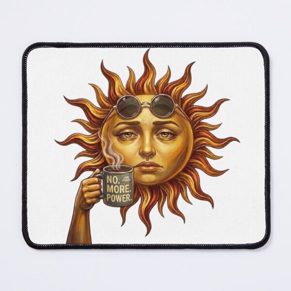 Item preview, Tired Sun Drinking Coffee No More Power Funny Illustration designed and sold by Northern Glow Art.