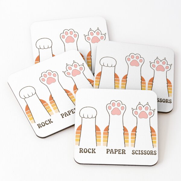 Item preview, Vintage Rock Paper Scissors Hand Game Cute Paw Funny Cat  designed and sold by FernaRoje.