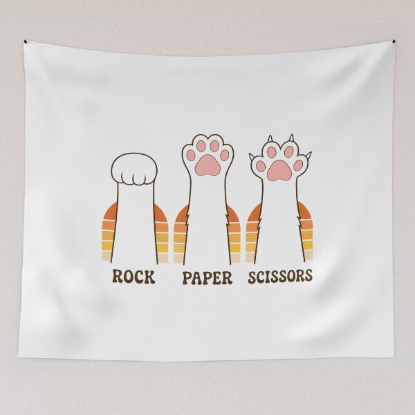 Item preview, Vintage Rock Paper Scissors Hand Game Cute Paw Funny Cat  designed and sold by FernaRoje.
