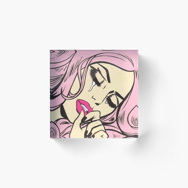 Pastel Pink Sad Girl Acrylic Block