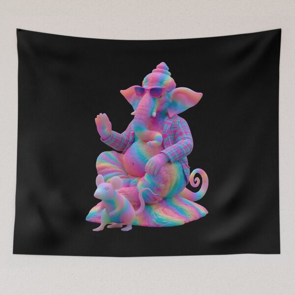 Item preview, Ganesha Wearing Beanie Sunglasses 3D Plush Pink Art designed and sold by PANNARUK THAILAND.