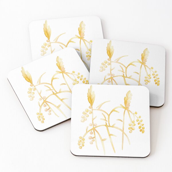 Item preview, Korean Traditional Golden Botanical Watercolor Pattern designed and sold by Yiruda-Art.