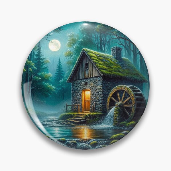 Item preview, Misty Teal Moonlight Watermill designed and sold by dougkeder.