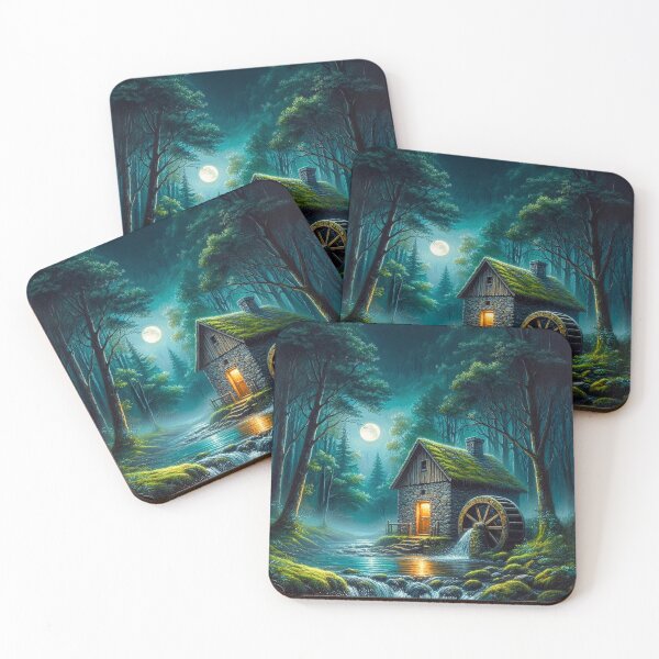 Item preview, Misty Teal Moonlight Watermill designed and sold by dougkeder.