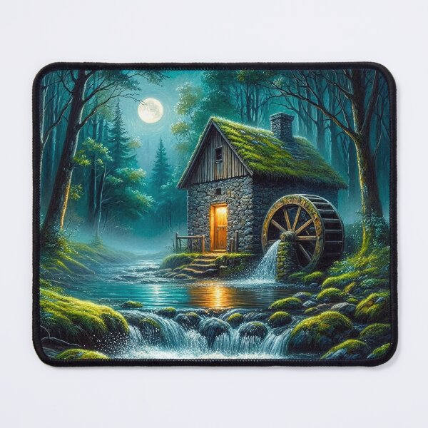 Item preview, Misty Teal Moonlight Watermill designed and sold by dougkeder.