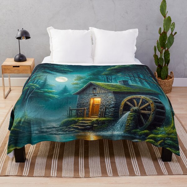 Item preview, Misty Teal Moonlight Watermill designed and sold by dougkeder.