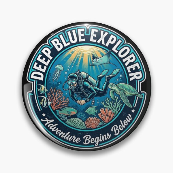 Item preview, Deep Blue Explorer Vintage Scuba Diving Design designed and sold by weeomano.