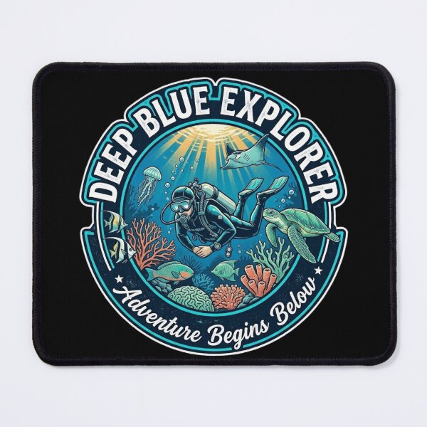Item preview, Deep Blue Explorer Vintage Scuba Diving Design designed and sold by weeomano.