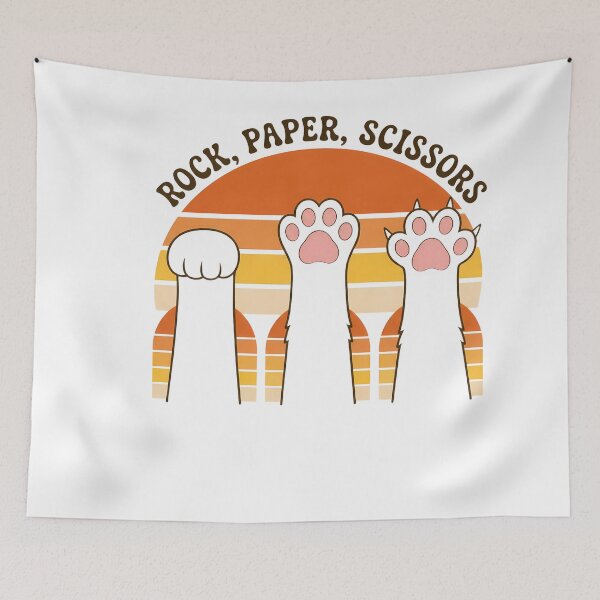 Item preview, Vintage Rock Paper Scissors Hand Game Cute Paw Funny Cat  designed and sold by FernaRoje.