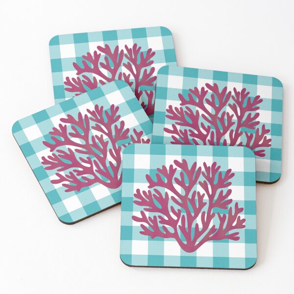Item preview, Blue plaid and red coral designed and sold by Ana Gorozpe.