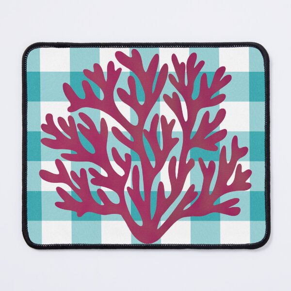 Item preview, Blue plaid and red coral designed and sold by Ana Gorozpe.